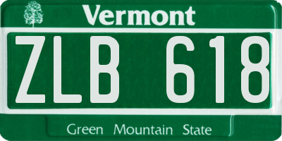 VT license plate ZLB618