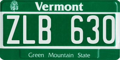 VT license plate ZLB630