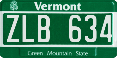 VT license plate ZLB634