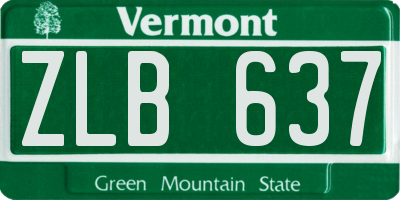 VT license plate ZLB637