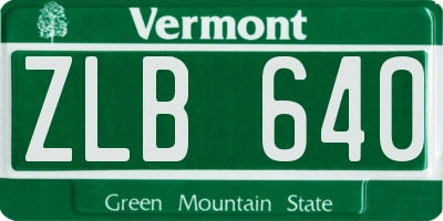 VT license plate ZLB640