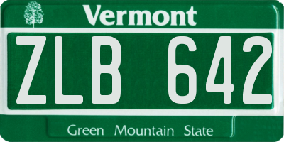 VT license plate ZLB642