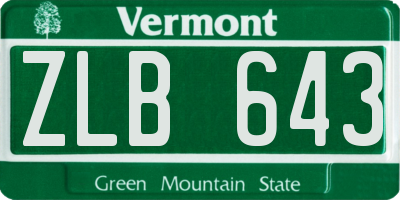 VT license plate ZLB643