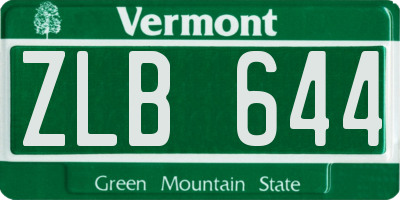 VT license plate ZLB644