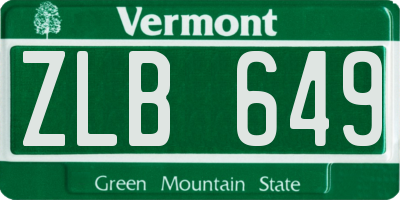 VT license plate ZLB649