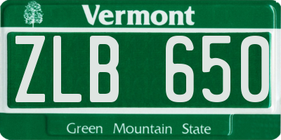 VT license plate ZLB650