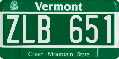VT license plate ZLB651