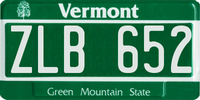 VT license plate ZLB652
