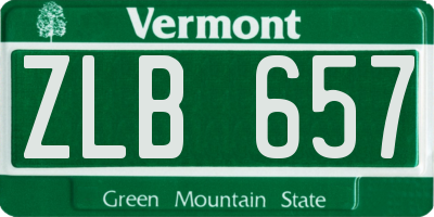 VT license plate ZLB657