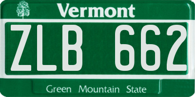 VT license plate ZLB662