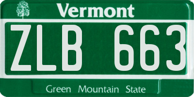 VT license plate ZLB663