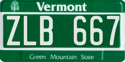 VT license plate ZLB667
