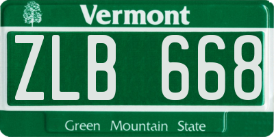 VT license plate ZLB668