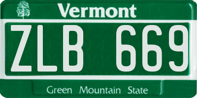 VT license plate ZLB669