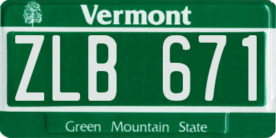 VT license plate ZLB671