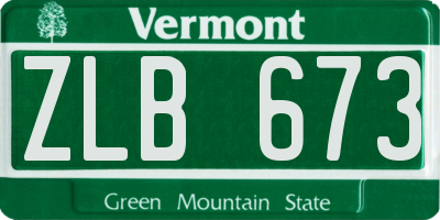 VT license plate ZLB673