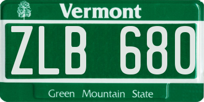 VT license plate ZLB680
