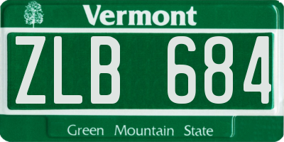 VT license plate ZLB684