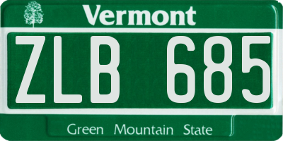 VT license plate ZLB685