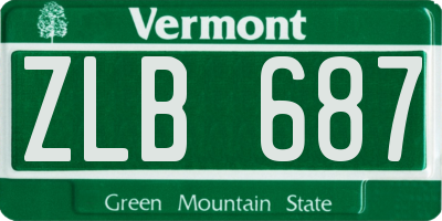 VT license plate ZLB687