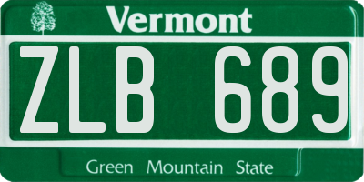 VT license plate ZLB689