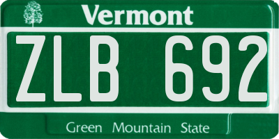 VT license plate ZLB692