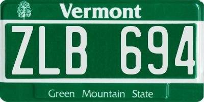 VT license plate ZLB694