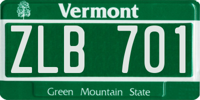 VT license plate ZLB701