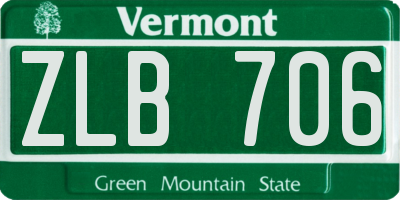 VT license plate ZLB706
