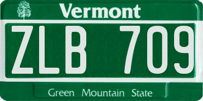 VT license plate ZLB709