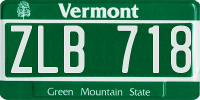 VT license plate ZLB718