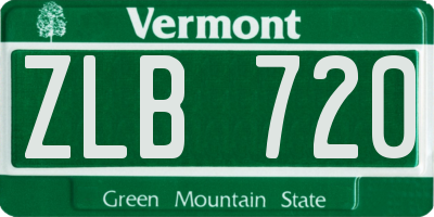 VT license plate ZLB720