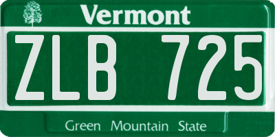 VT license plate ZLB725