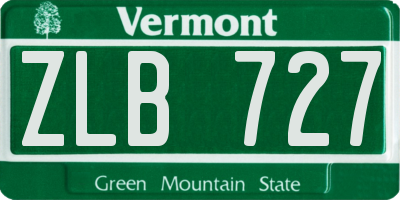VT license plate ZLB727