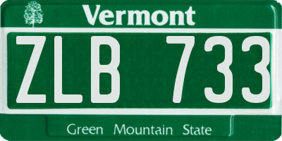 VT license plate ZLB733