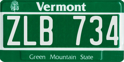 VT license plate ZLB734