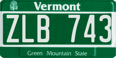 VT license plate ZLB743