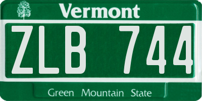 VT license plate ZLB744