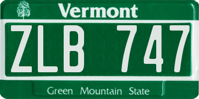 VT license plate ZLB747