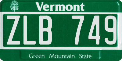 VT license plate ZLB749