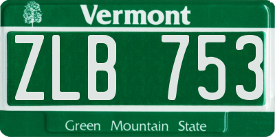 VT license plate ZLB753