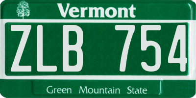 VT license plate ZLB754