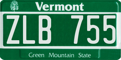 VT license plate ZLB755