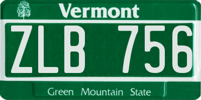 VT license plate ZLB756