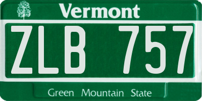 VT license plate ZLB757