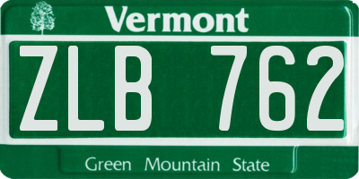VT license plate ZLB762