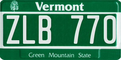 VT license plate ZLB770