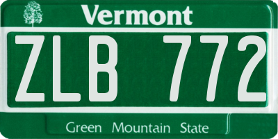 VT license plate ZLB772