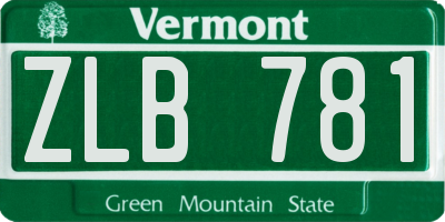 VT license plate ZLB781