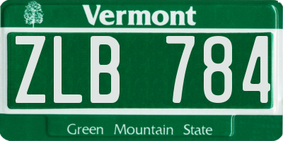 VT license plate ZLB784